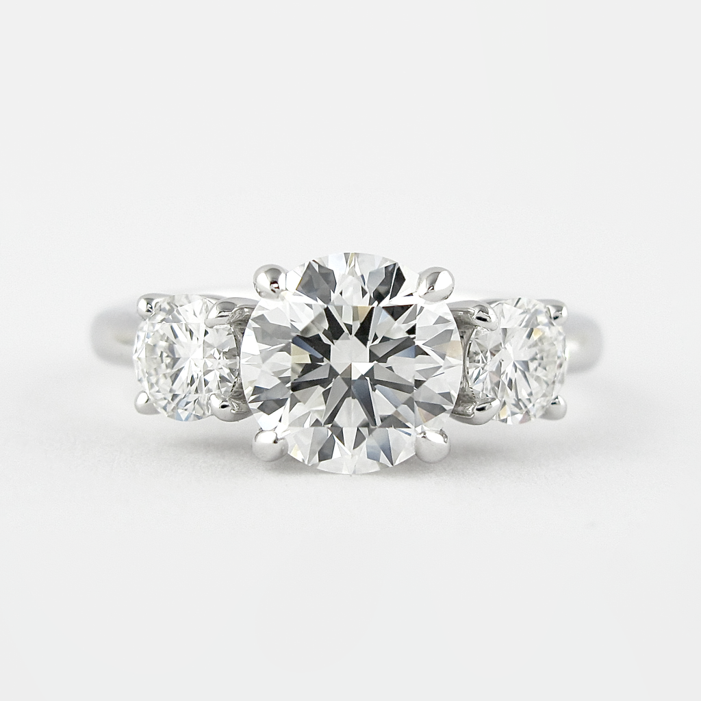 1.20 CT Round Cut Moissanite Three Stone Engagement Ring