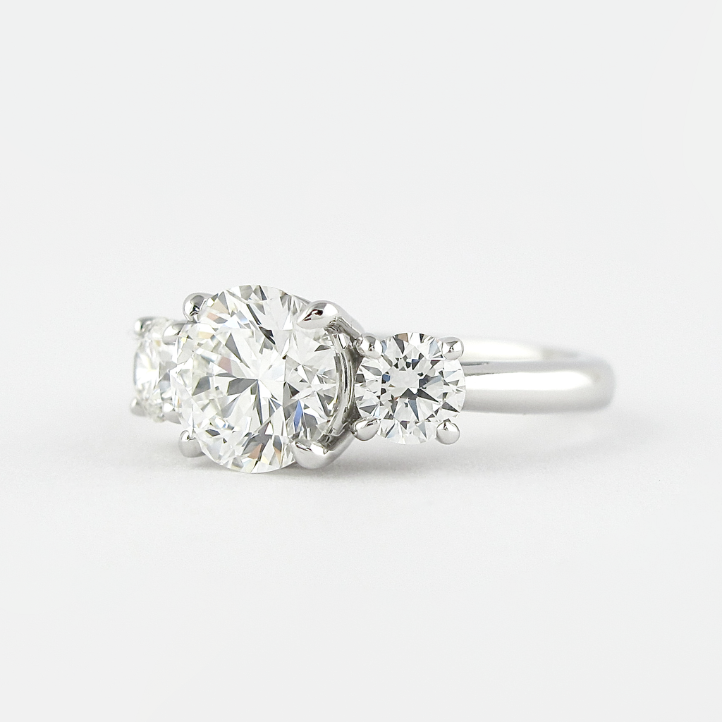 1.20 CT Round Cut Moissanite Three Stone Engagement Ring