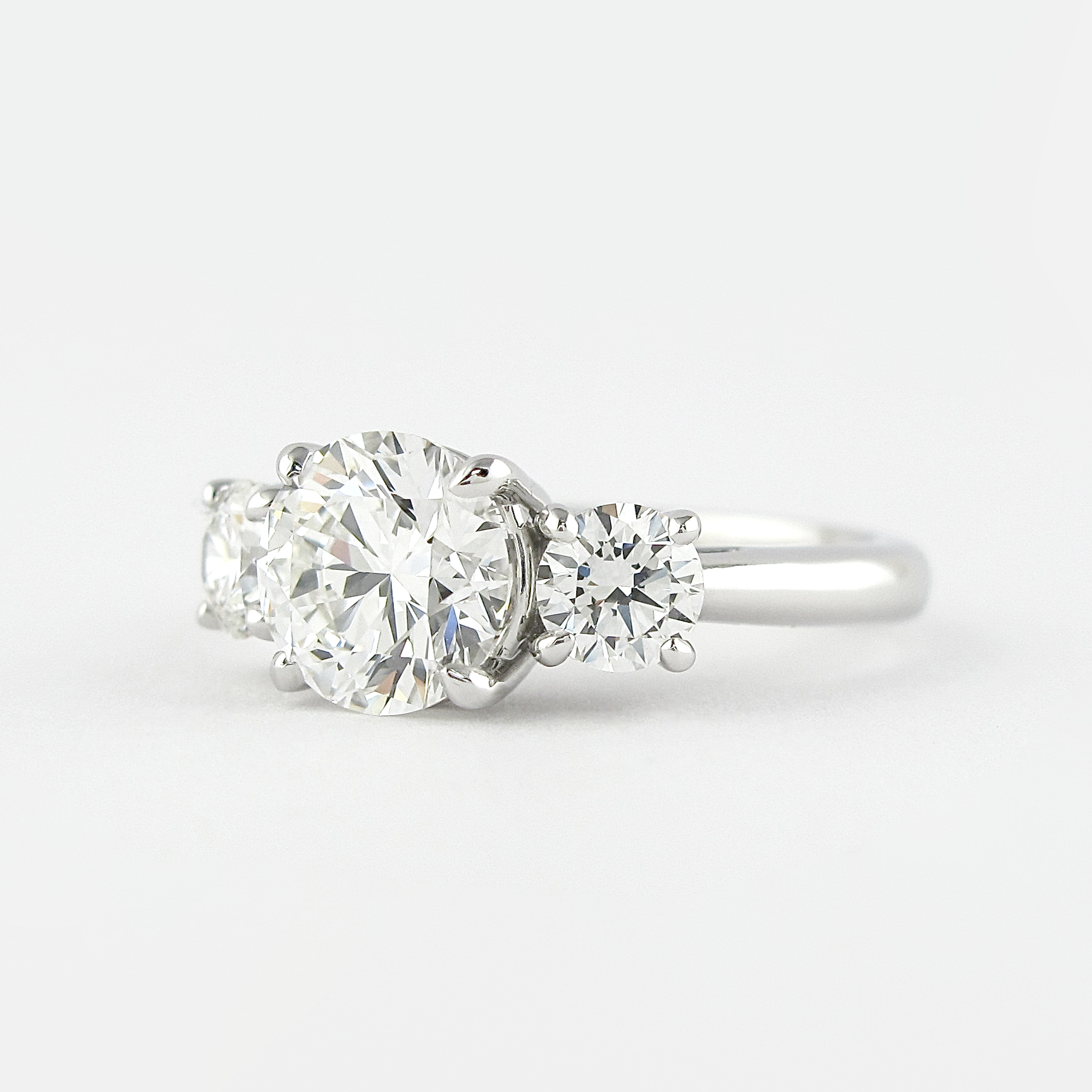 1.20 CT Round Cut Moissanite Three Stone Engagement Ring