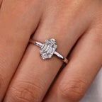 Baguette And Round Diamond Cluster Halo Engagement Ring