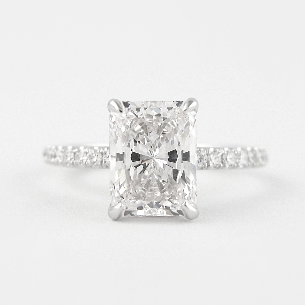 1.80 CT Radiant Cut Pave Setting Moissanite Engagement Ring