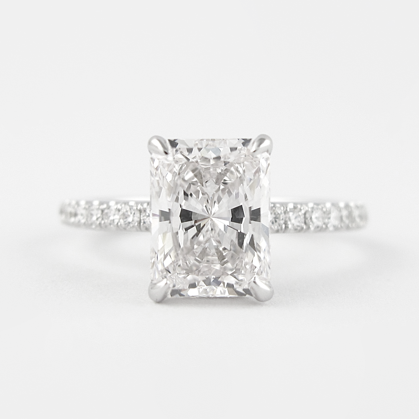 1.80 CT Radiant Cut Pave Setting Moissanite Engagement Ring