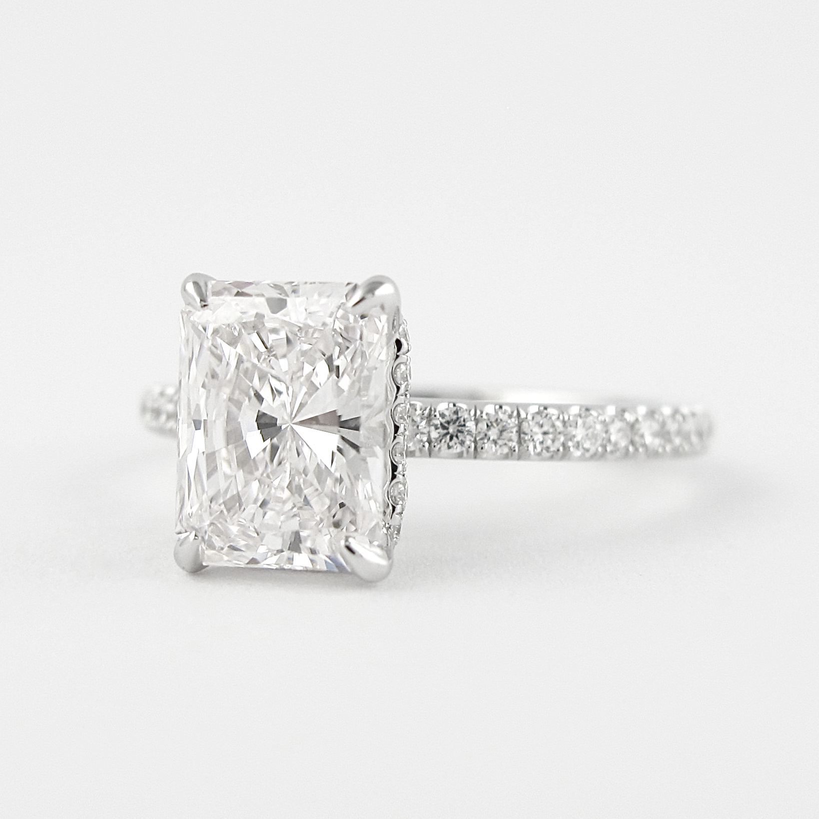 1.80 CT Radiant Cut Pave Setting Moissanite Engagement Ring