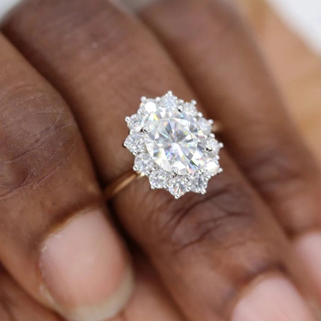 2.00 CT Oval Cut Moissanite Halo Engagement Ring