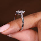 Baguette And Round Diamond Cluster Halo Engagement Ring