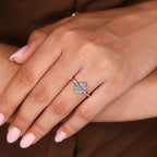 Baguette And Round Diamond Cluster Halo Engagement Ring