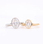 2.0 CT Oval Cut Moissanite Bezel Engagement Ring