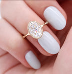 2.0 CT Oval Cut Moissanite Bezel Engagement Ring