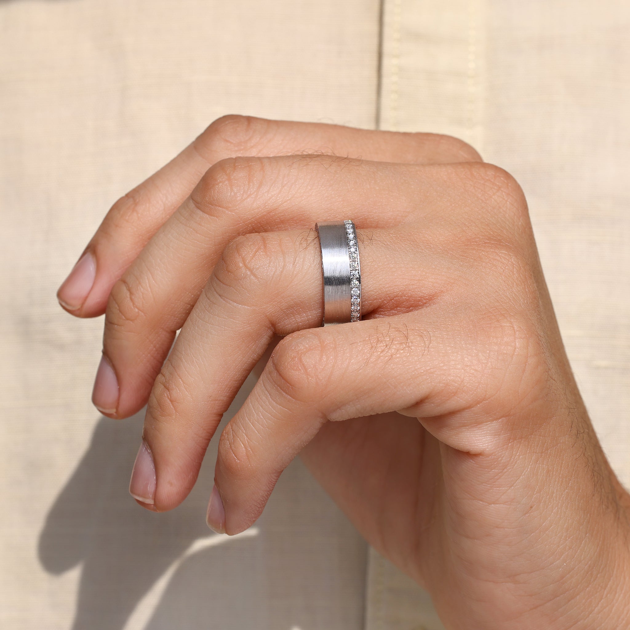 Men's Round Cut Ring With Hidden Pave Style