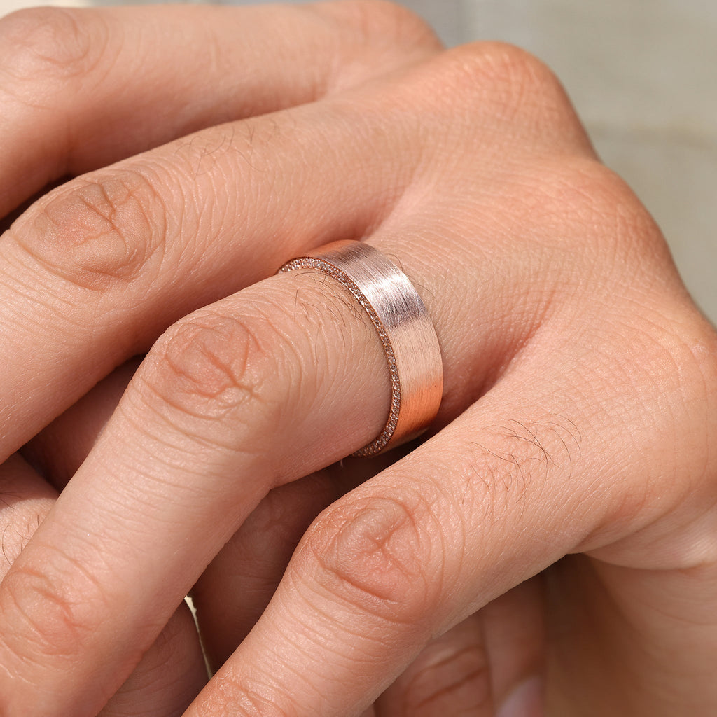 Round Diamond Matte Finish Men's Eternity Ring