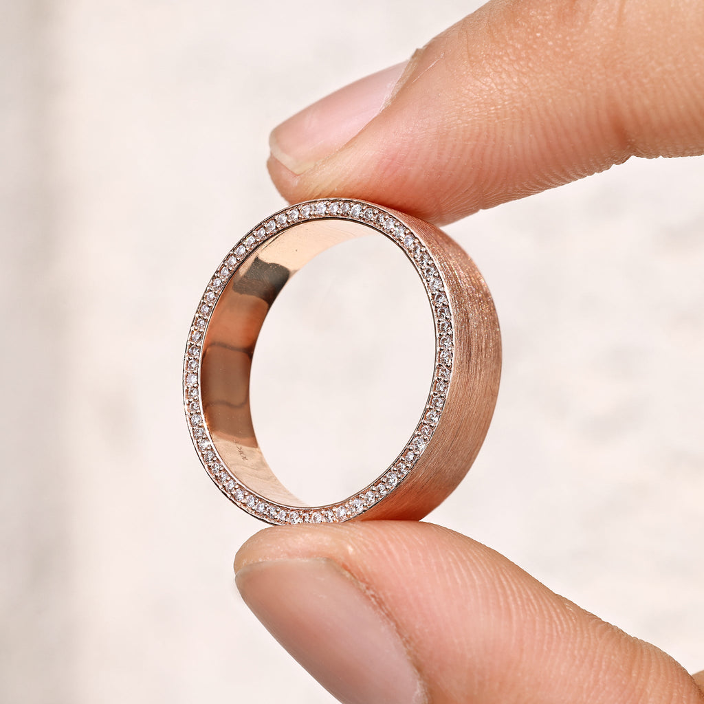 Round Diamond Matte Finish Men's Eternity Ring