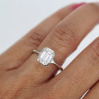 1.7 CT Emerald Cut Moissanite Bezel Solitaire Engagement Ring