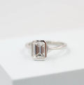 1.7 CT Emerald Cut Moissanite Bezel Solitaire Engagement Ring