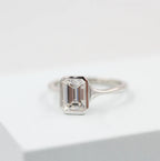 1.7 CT Emerald Cut Moissanite Bezel Solitaire Engagement Ring