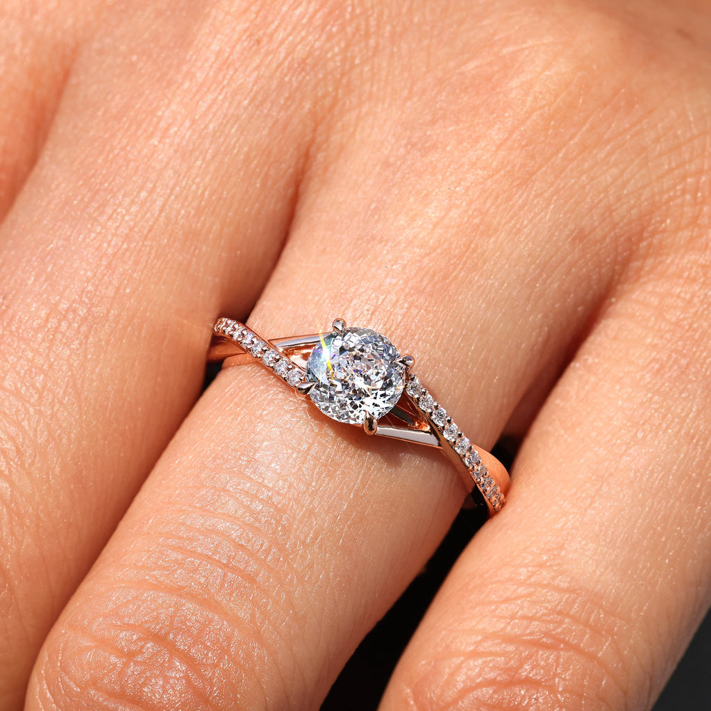 Portuguese Diamond Ring With Round Cut Pave Band