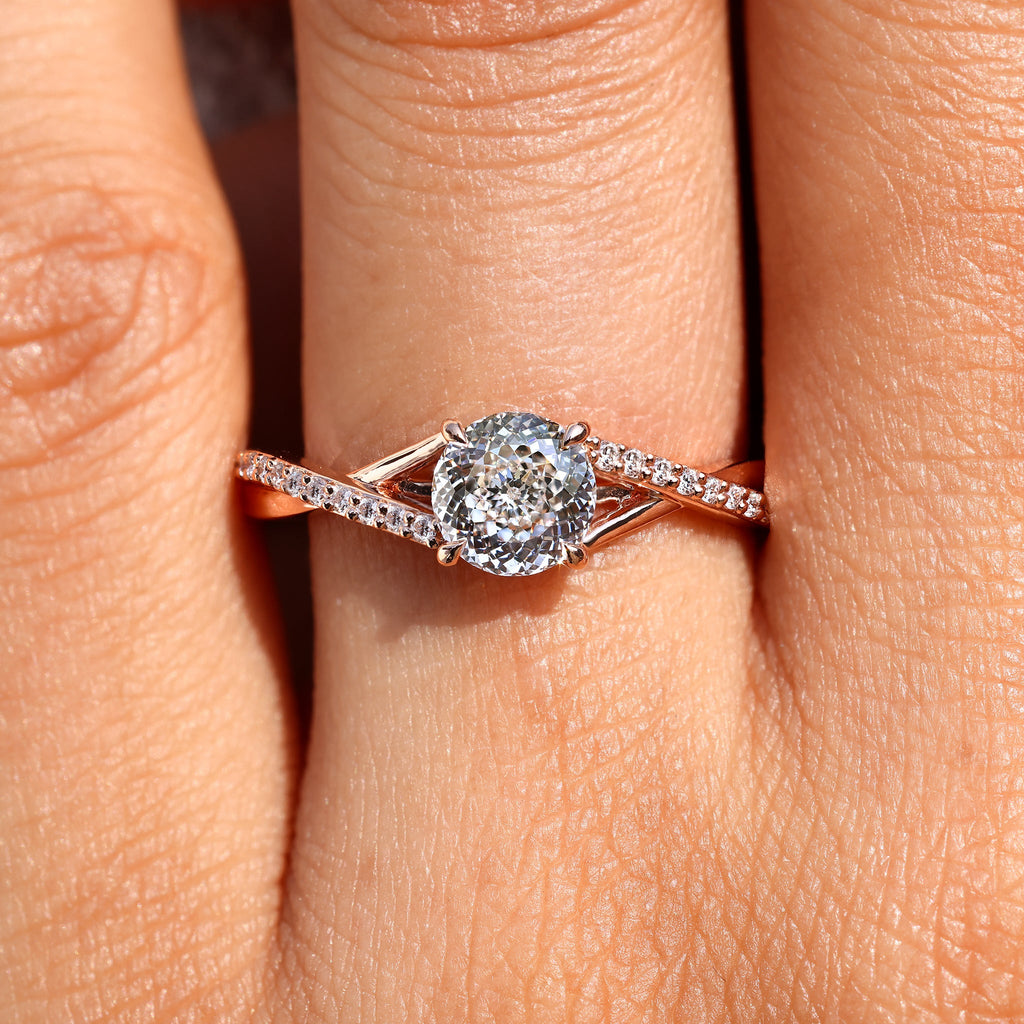 Portuguese Diamond Ring With Round Cut Pave Band