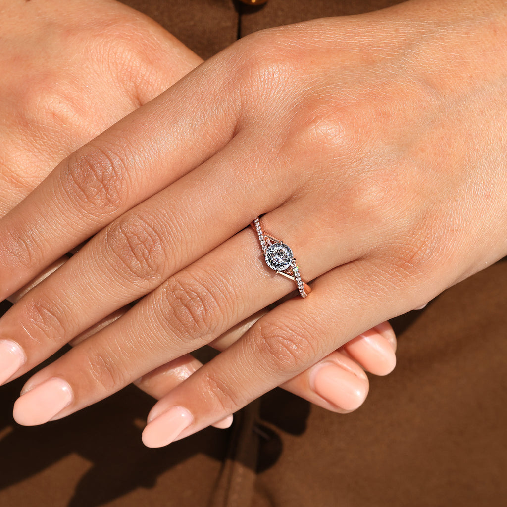 Portuguese Diamond Ring With Round Cut Pave Band