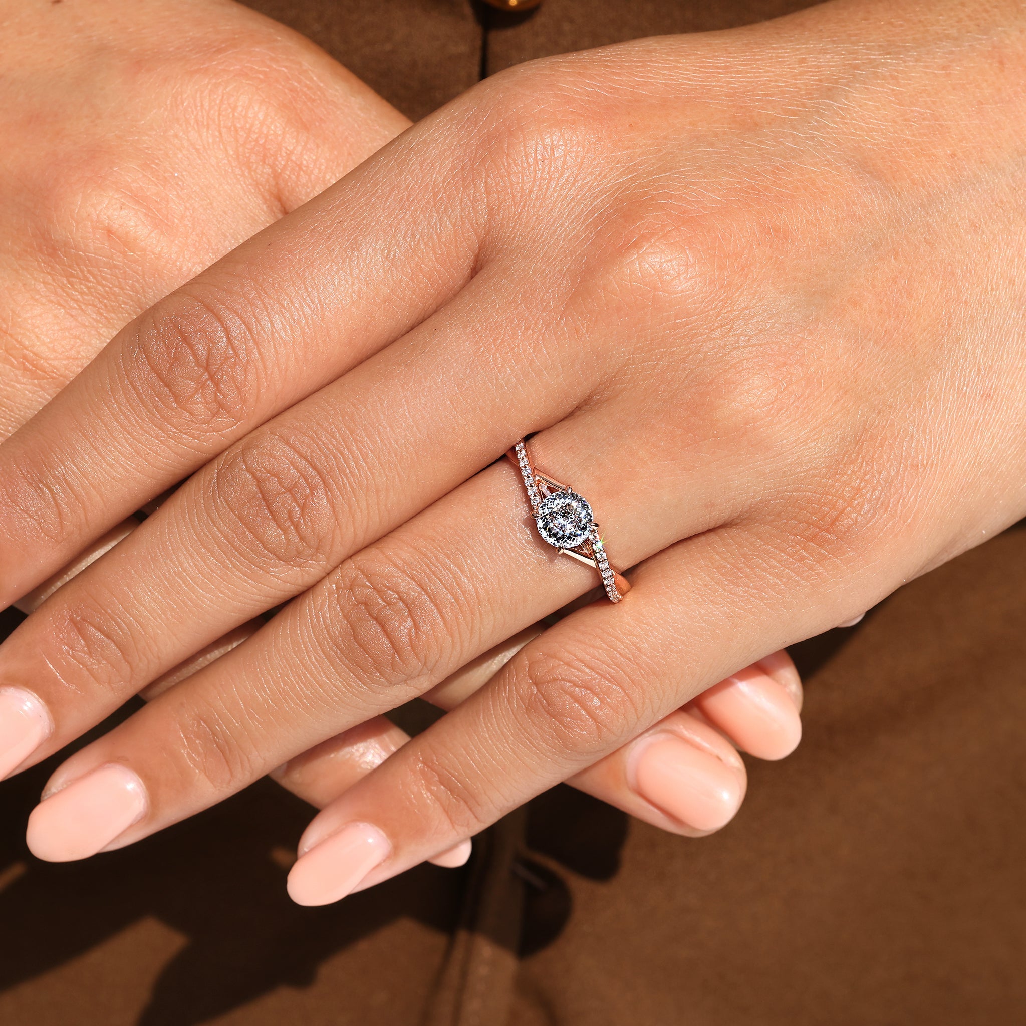 Portuguese Diamond Ring With Round Cut Pave Band