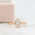1.00 CT Pear Cut Moissanite Bezel Solitaire Engagement Ring