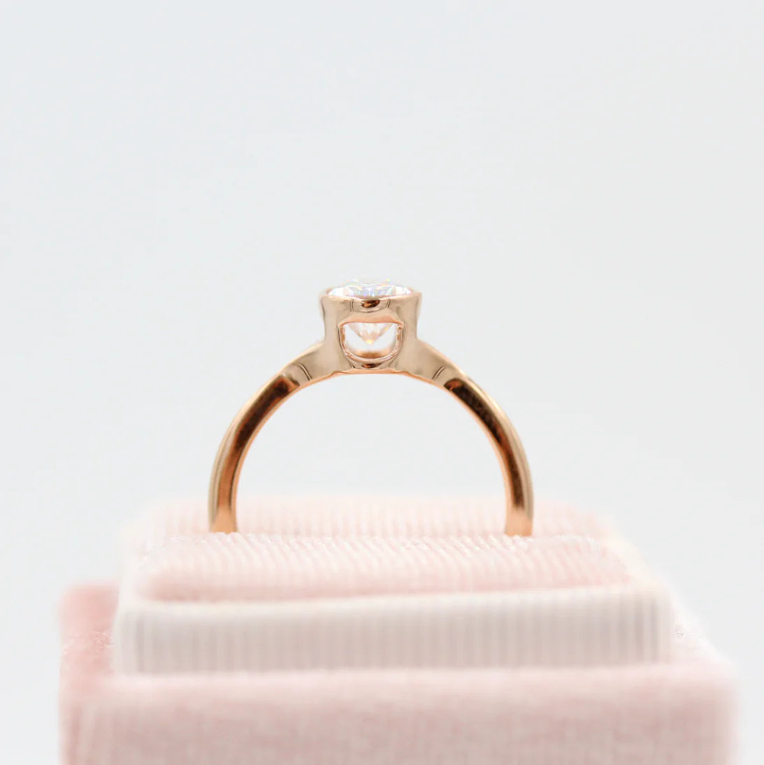 1.00 CT Pear Cut Moissanite Bezel Solitaire Engagement Ring