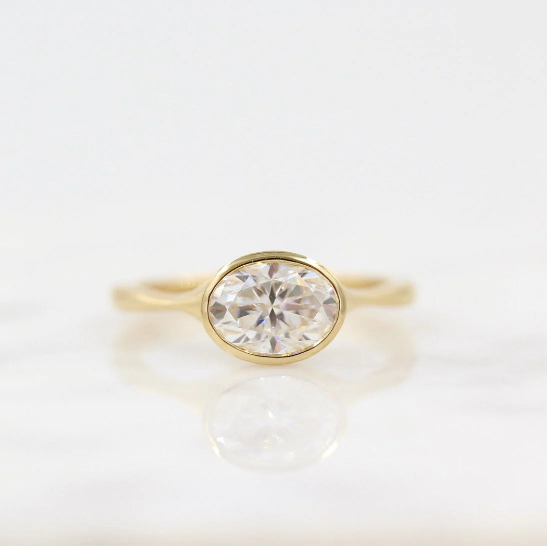 1.5 CT East West Oval Cut Moissanite Solitaire Engagement Ring Main image