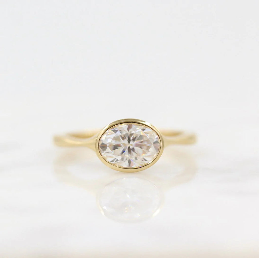 1.5 CT East West Oval Cut Moissanite Solitaire Engagement Ring