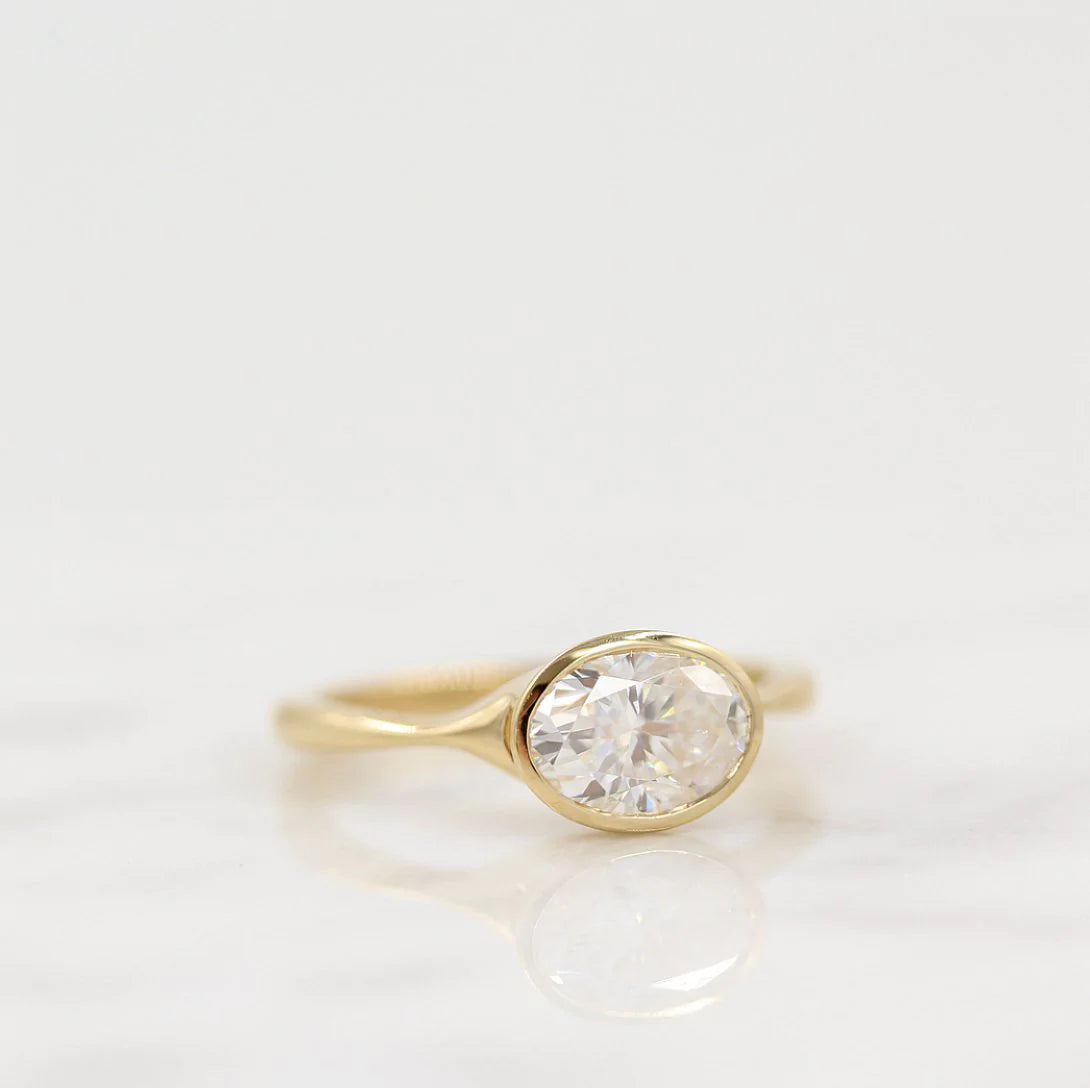 1.5 CT East West Oval Cut Moissanite Solitaire Engagement Ring