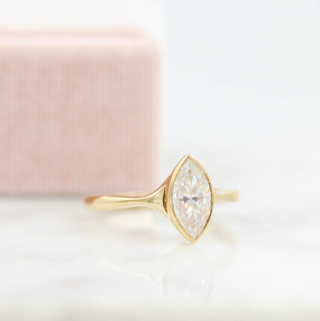 1.00 CT Marquis Cut Moissanite Solitaire Engagement Ring