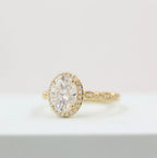 2.00 CT Oval Cut Moissanite Halo Pave Setting Engagement Ring