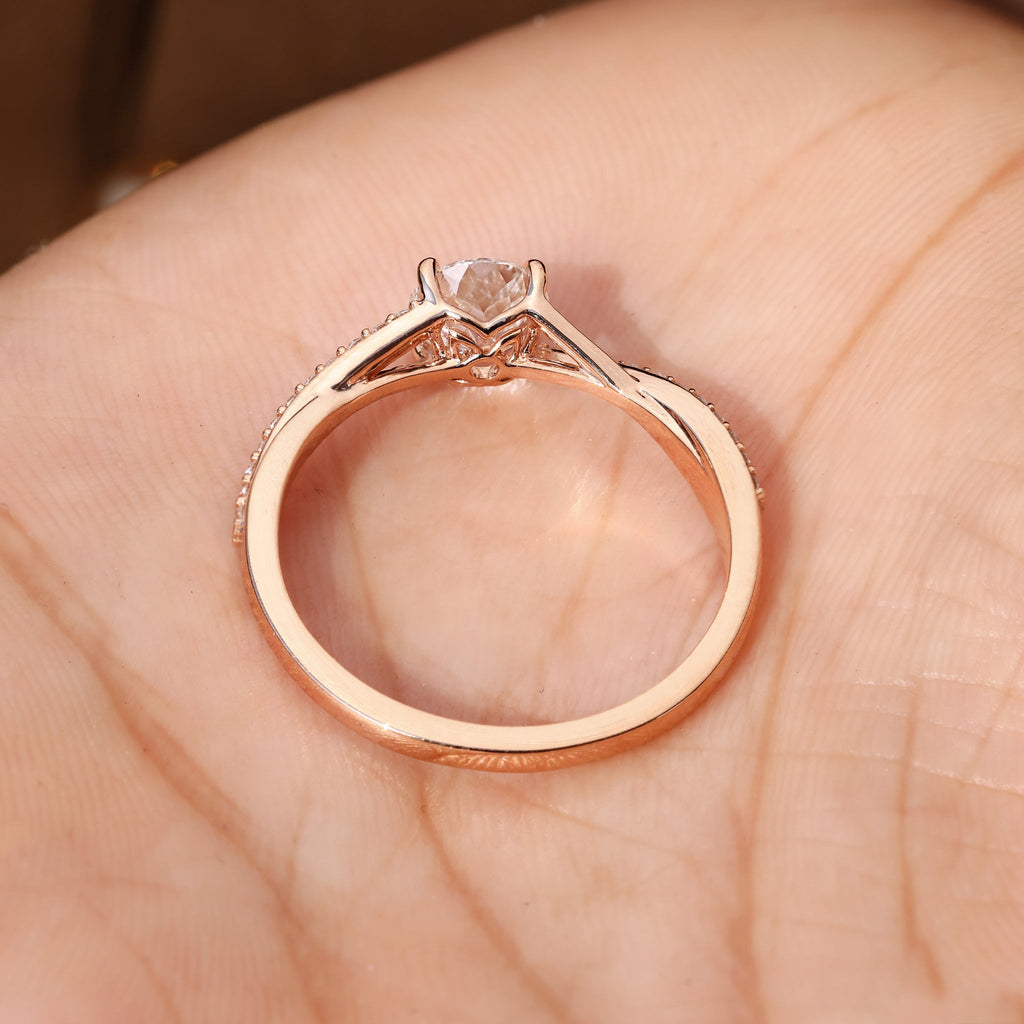 Portuguese Diamond Ring With Round Cut Pave Band