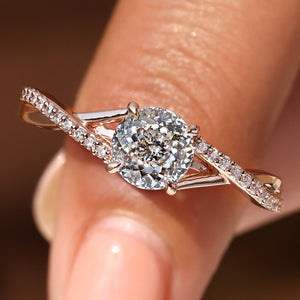 Portuguese Diamond Ring With Round Cut Pave Band