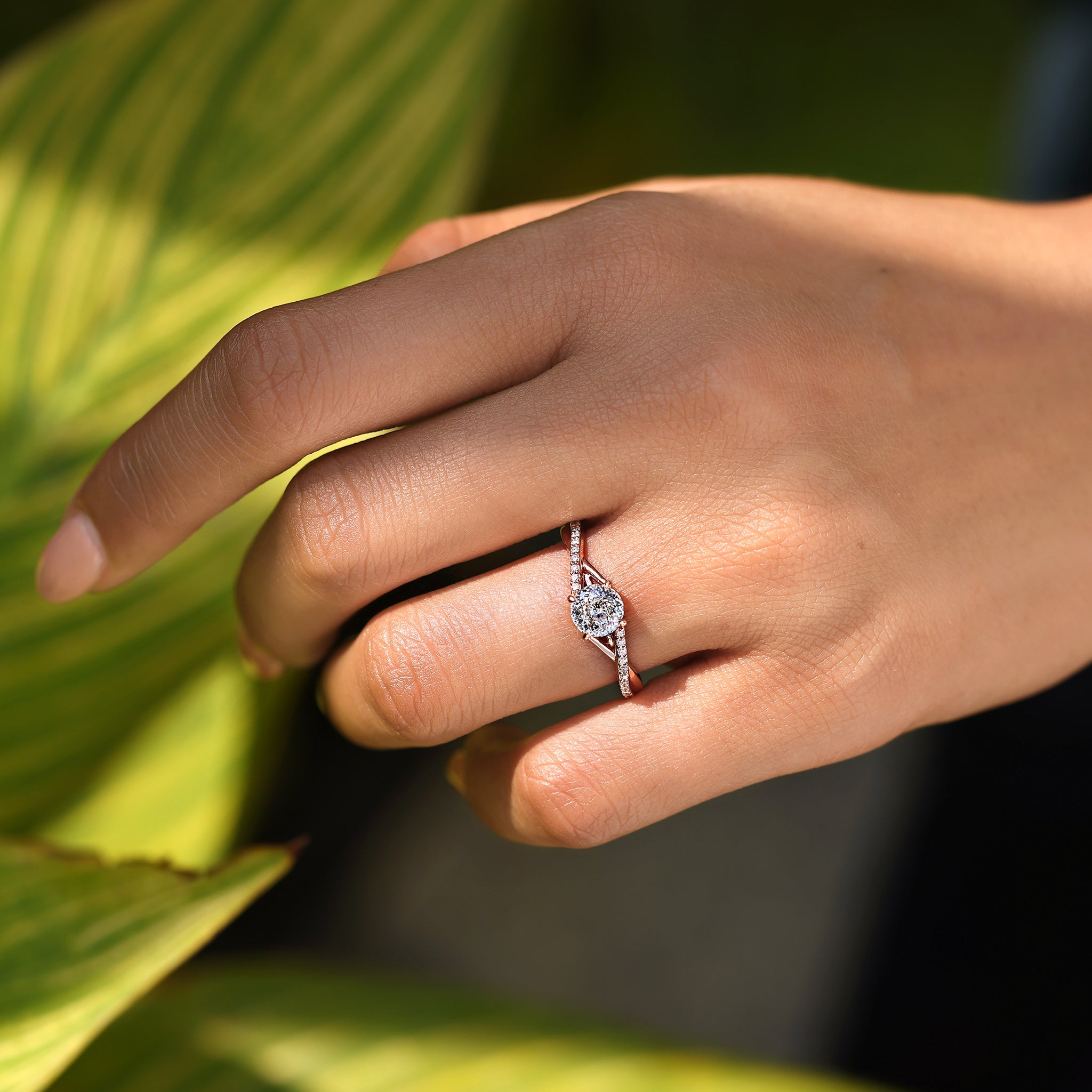 Portuguese Diamond Ring With Round Cut Pave Band Secondary image