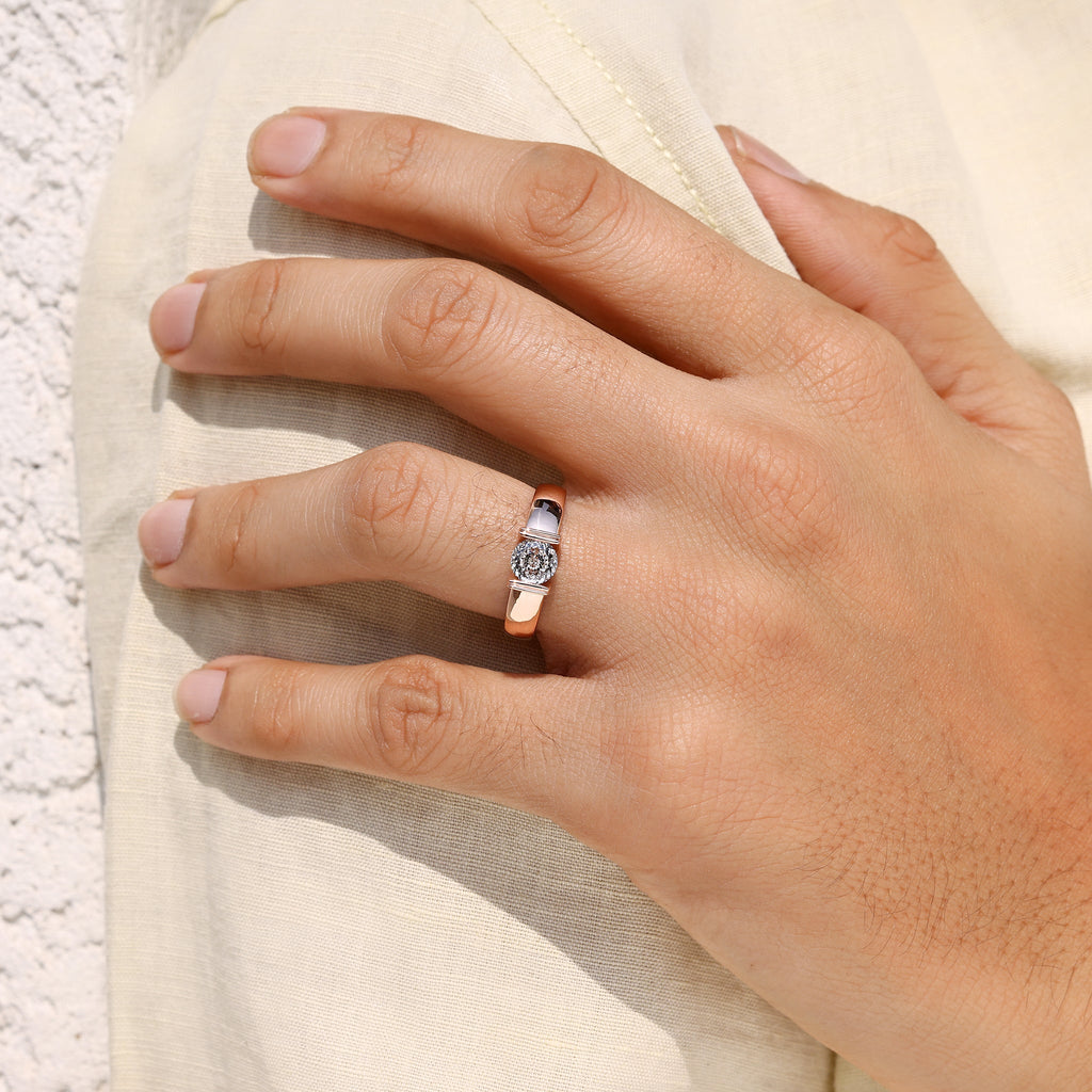 Tension Set Portuguese Cut Men's Solitaire Ring