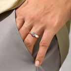 Tension Set Portuguese Cut Men's Solitaire Ring