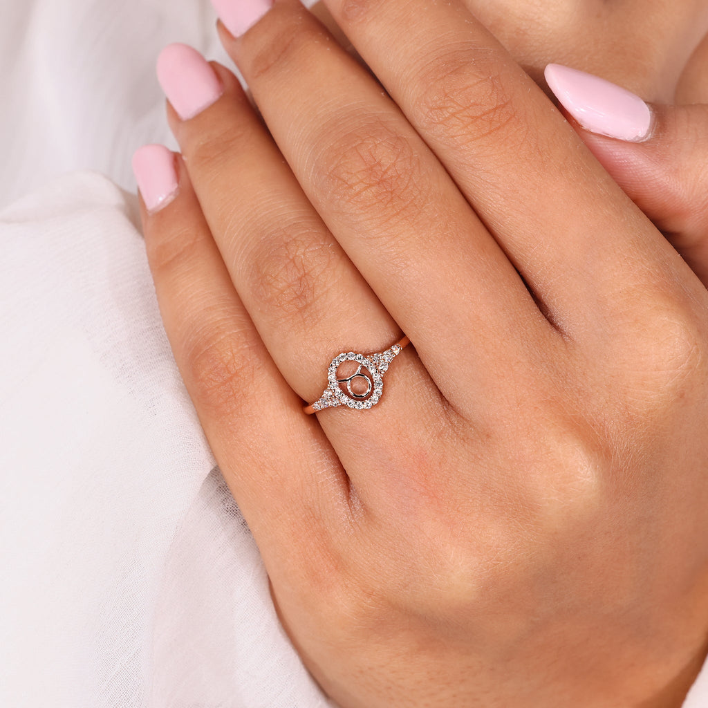 Rose Gold Taurus Ring With Halo Design
