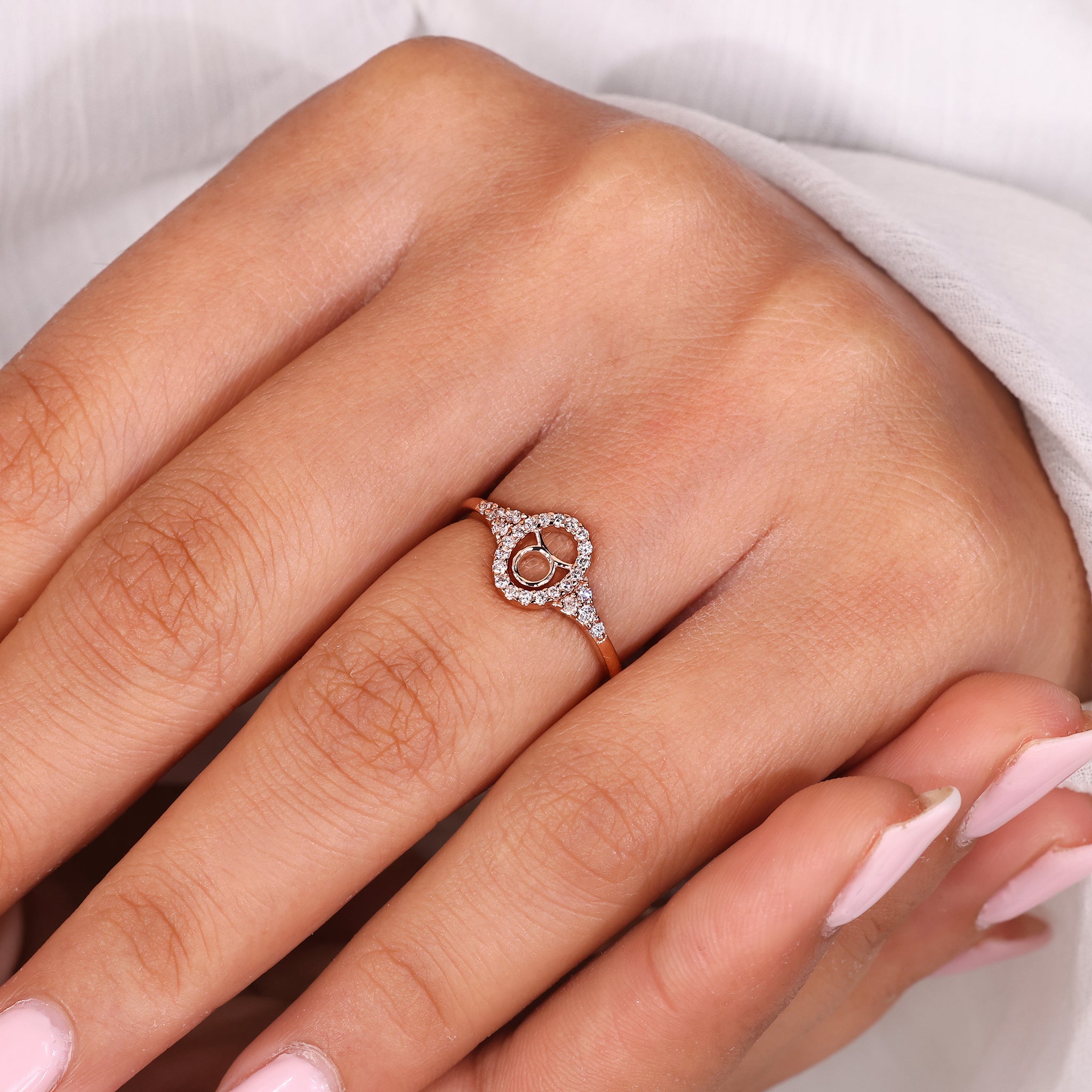 Rose Gold Taurus Ring With Halo Design