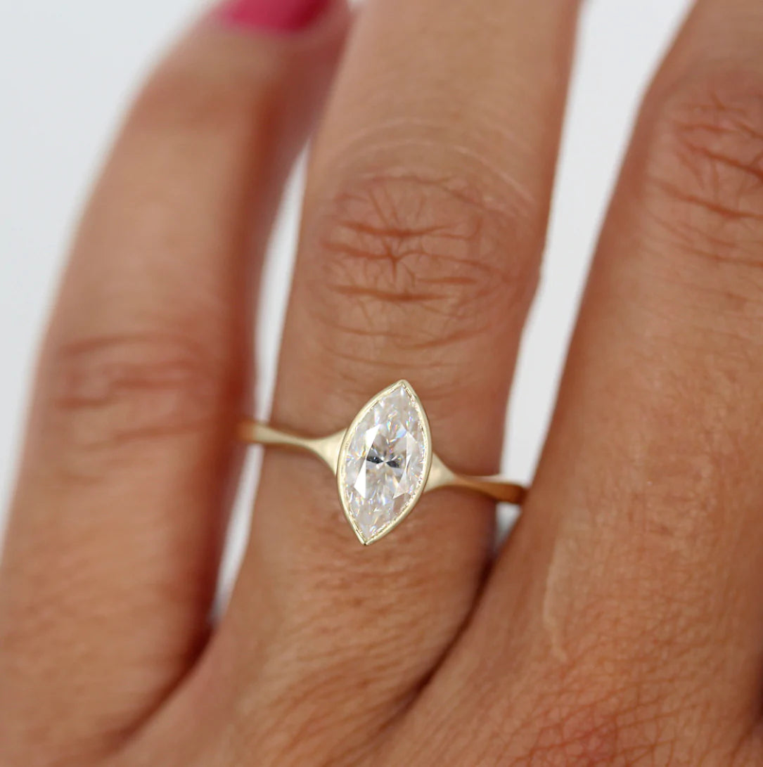 1.00 CT Marquis Cut Moissanite Solitaire Engagement Ring