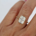 2.00 CT Radiant Moissanite Bezel Solitaire Engagement Ring