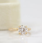 2.00 CT Round Moissanite Solitaire Pave Setting Engagement Ring