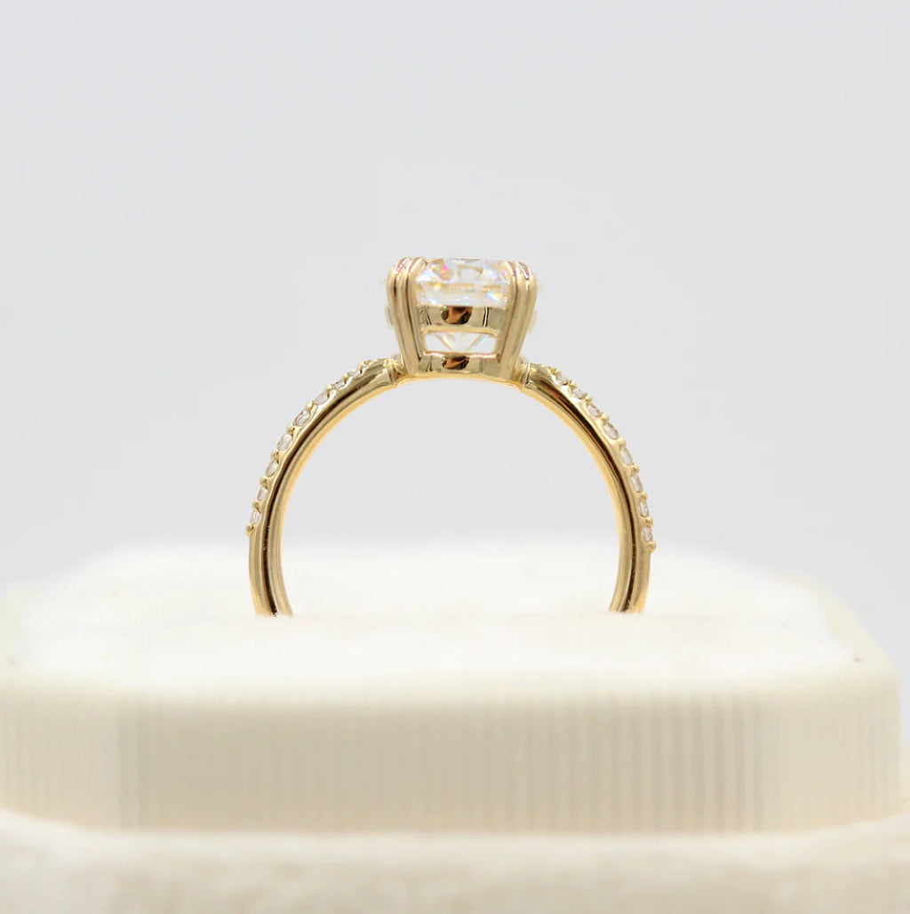 2.00 CT Round Moissanite Solitaire Pave Setting Engagement Ring