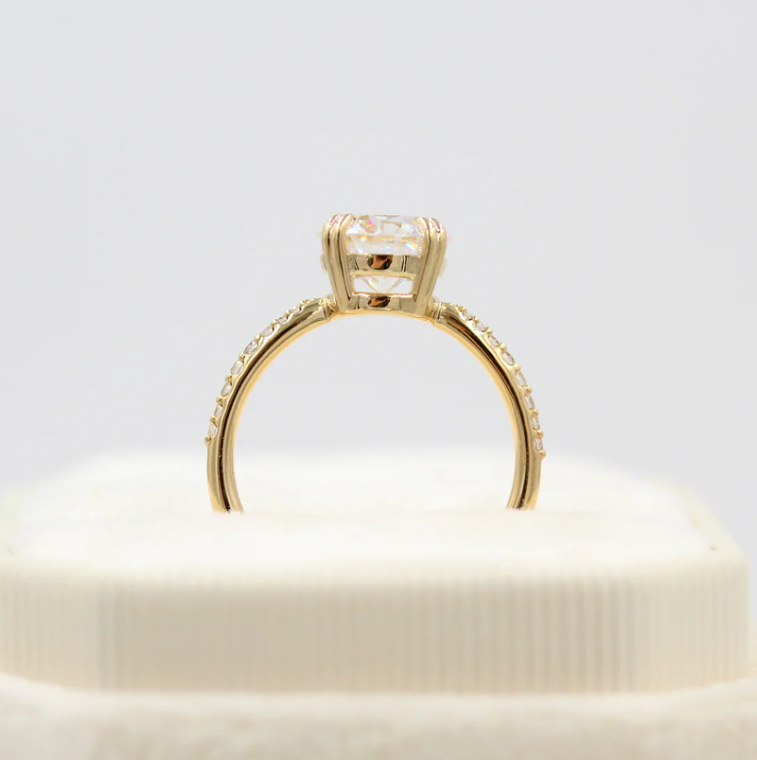 2.00 CT Round Moissanite Solitaire Pave Setting Engagement Ring