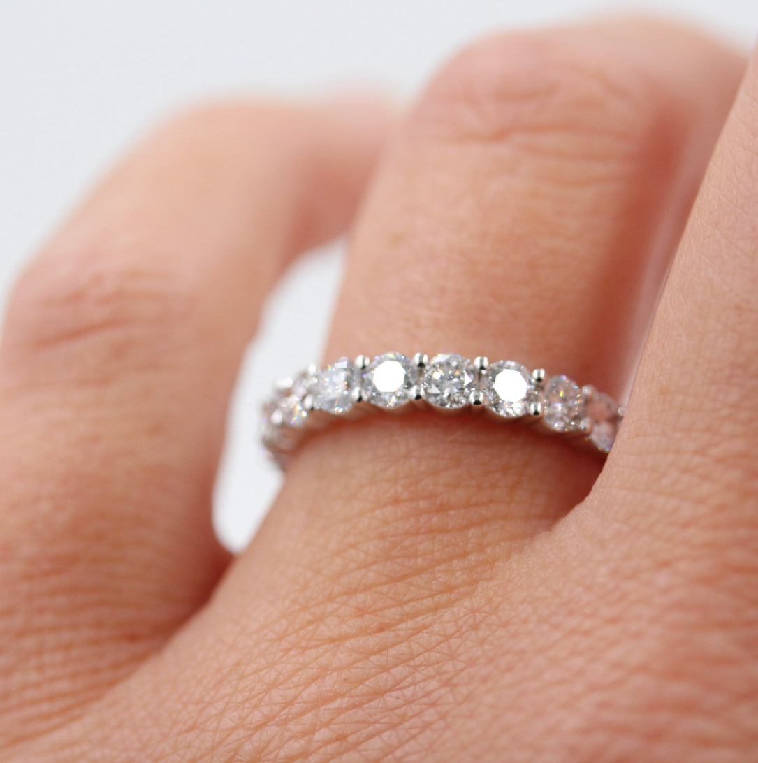 1.0 TCW Round Cut Half Eternity Moissanite Wedding Band Secondary image
