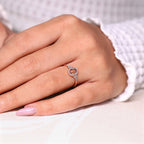 Aries Ring With Round Side Stone And Halo Style