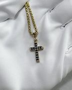 MINI CROSS Gold Pendant with 0.25ct Sapphires