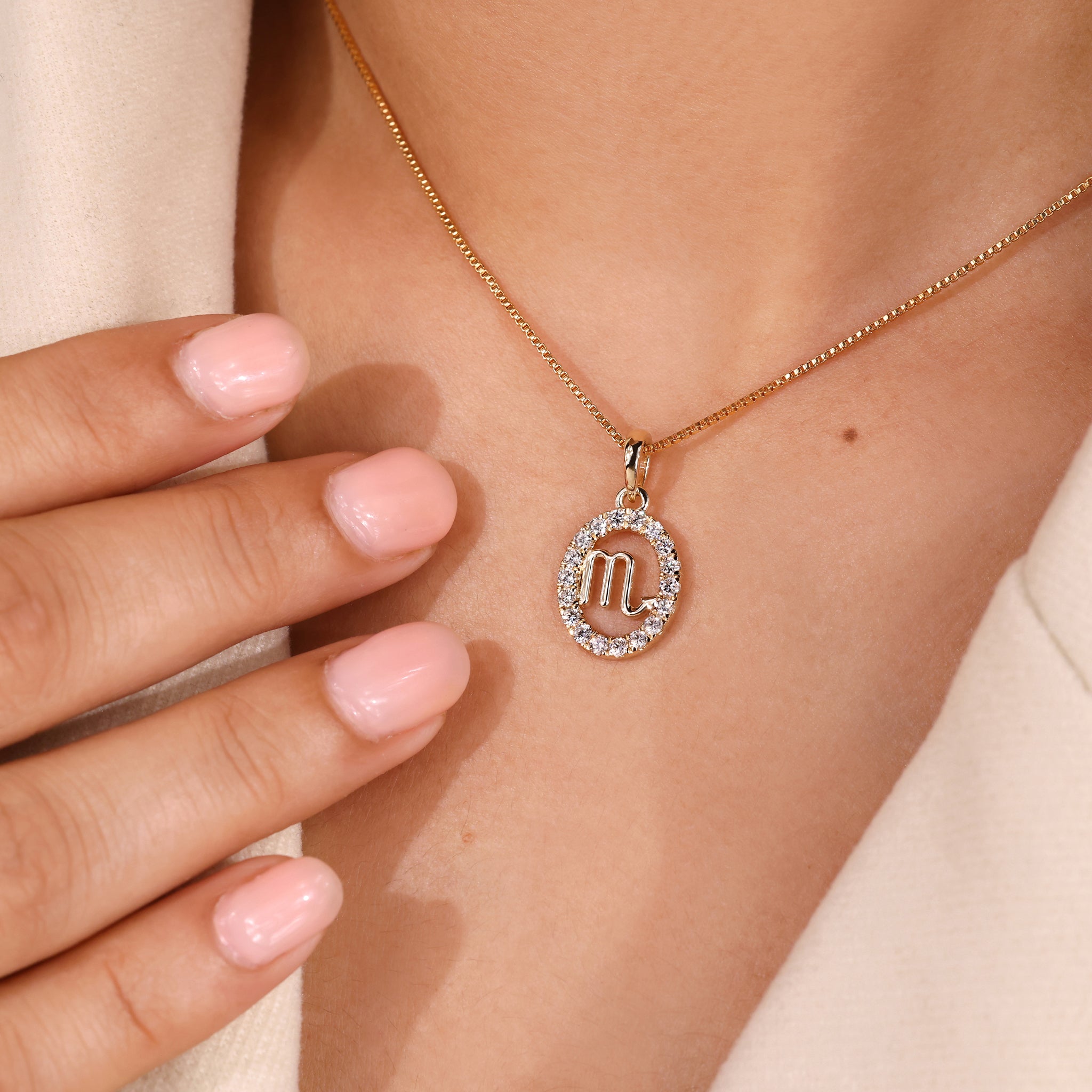 Yellow Gold Scorpio Pendant In Halo Design