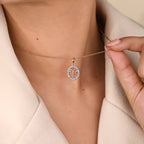 Rose Gold Aries Pendant In Halo Design
