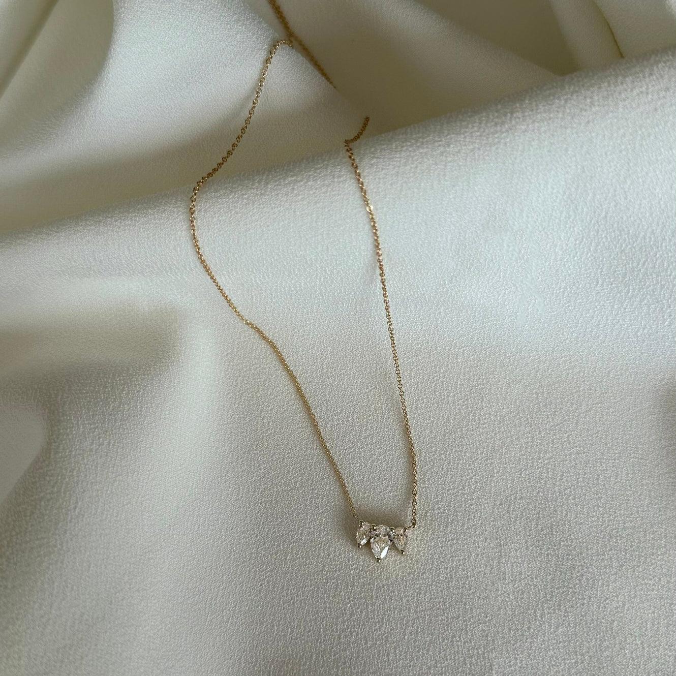 Triple pear moissanite diamond necklace