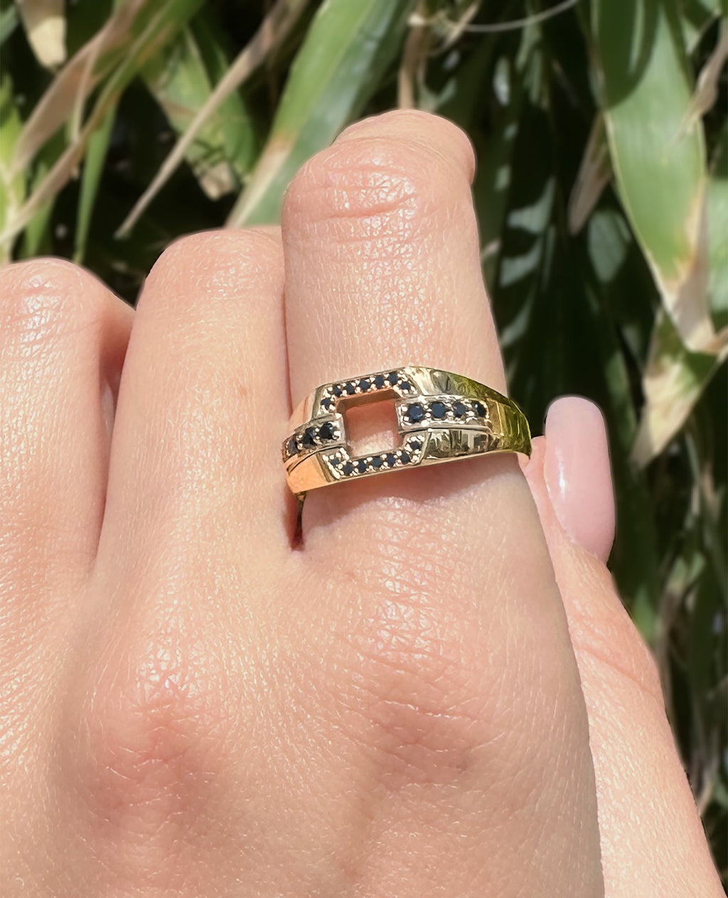 NORTHSTAR Gold Signet Ring with 0.30ct Black Diamonds