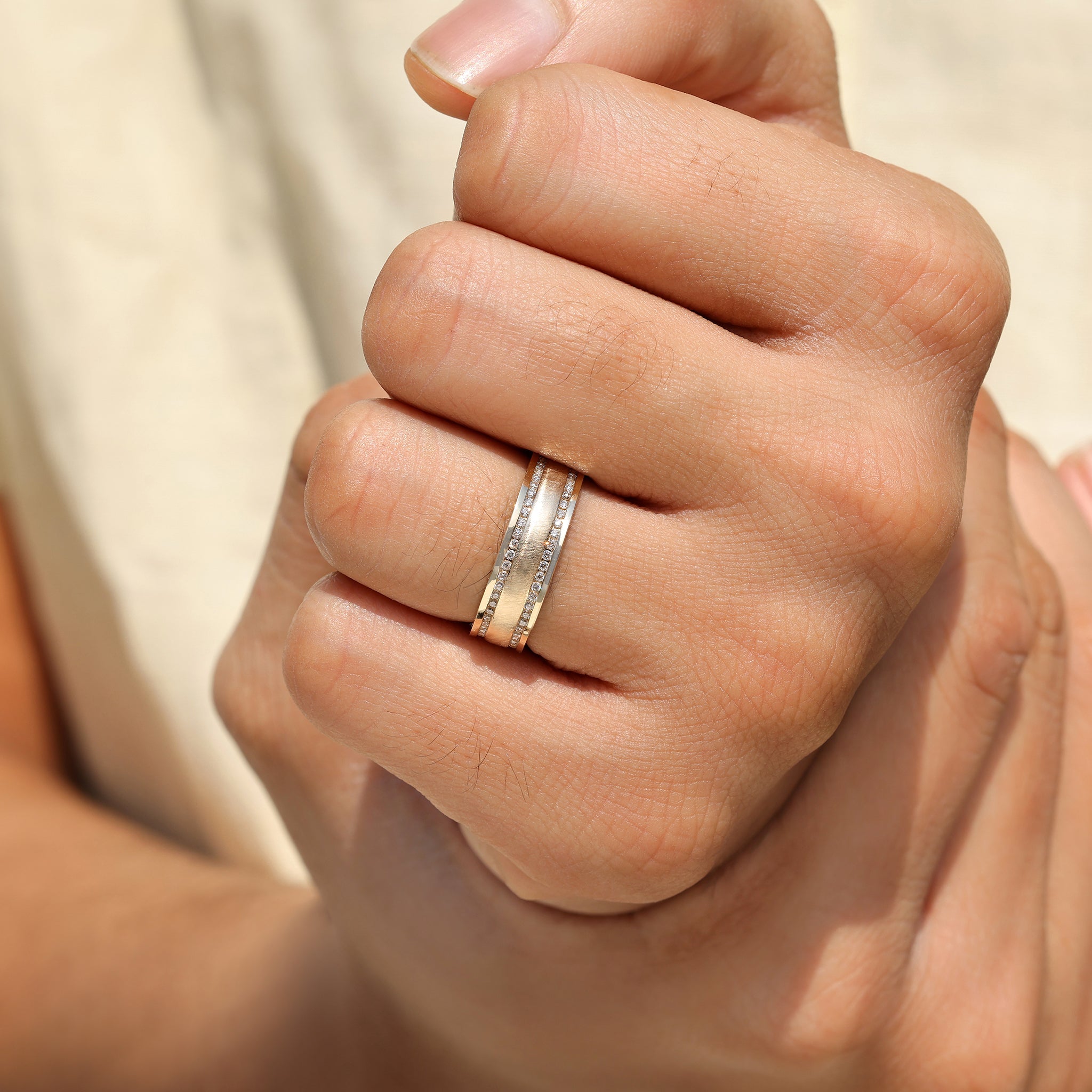 Men's Round Diamond Matte Finish Ring