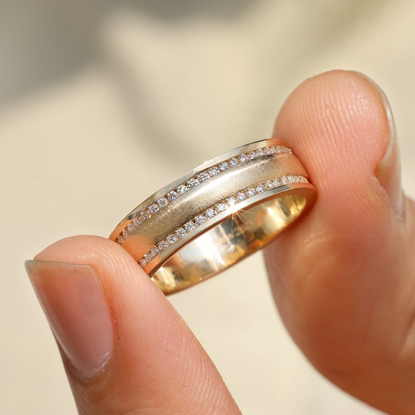Men's Round Diamond Matte Finish Ring Main image